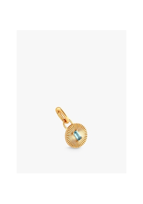 Womens Astrid & Miyu Baguette 18ct Yellow Gold-Plated Sterling-Silver and Topaz Charm