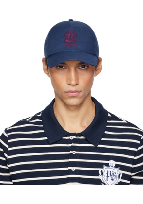 Balmain Navy Cotton College Emblem Cap