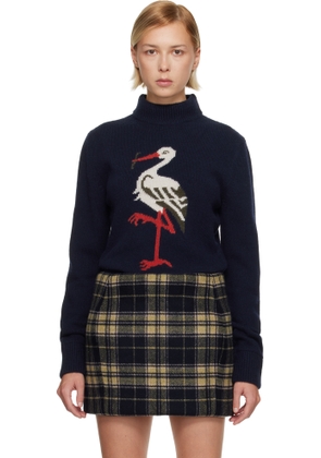 Duran Lantink Navy Heron Knit Turtleneck