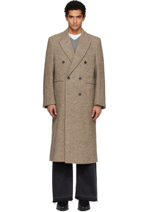 TONYWACK Beige Textured Wool & Alpaca Double-Breasted Coat