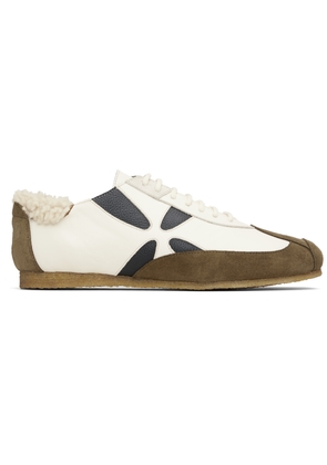 Stefan Cooke Off-White & Brown Slashed Trainer Sneakers