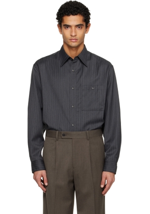 TONYWACK Gray Wool Striped Relaxed Shirt