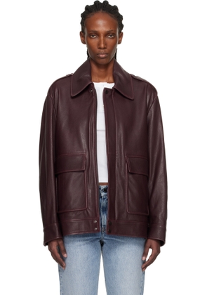 Nour Hammour Burgundy Drey 'The It Girl' Leather Jacket