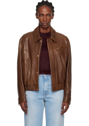 Nour Hammour Brown Clint Cropped Bomber Jacket