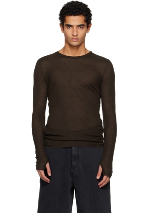 TONYWACK Brown Sheer Wool Ribbed Knit T-shirt