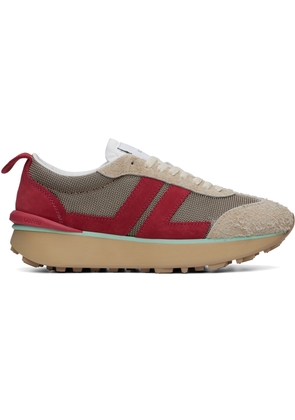 Lanvin Beige & Burgundy Bumpr Mesh Sneakers