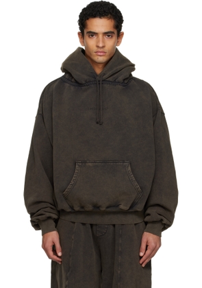 ALAINPAUL Brown Gathered Neckline Hoodie