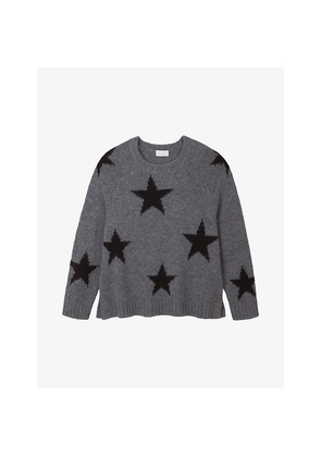 Womens The White Company Star-Pattern Relaxed-Fit Knitted Jumper