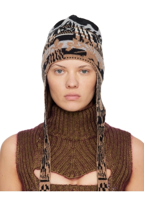 Vivienne Westwood Beige & Black Fairisle Flap Ears Beanie