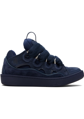 Lanvin Navy Leather Curb Sneakers