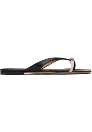 Ferragamo Black & Beige Mini Bow Flip-Flops