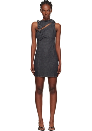 Coperni Gray Flower Denim Minidress