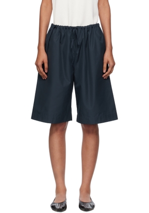 BAMBOU ROGER KWONG Navy Cotton Poplin Oversized Shorts