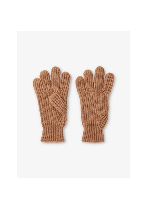 Womens Whistles Elasticated-Cuff Knitted Wool Gloves