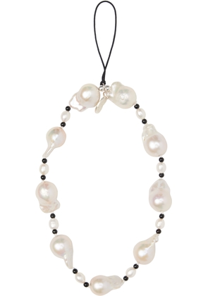 Gohar World White & Black Phone Charm Wristlet Strap