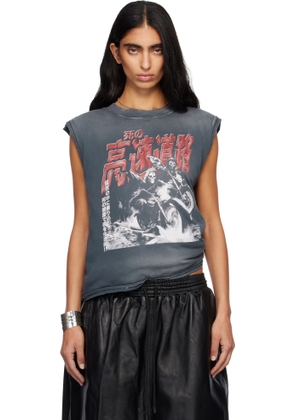 LU'U DAN Gray Wadded Sleeveless T-shirt