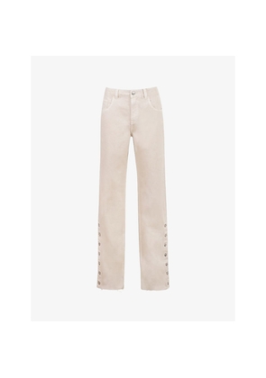 Womens Mistress Rocks Button-Embellished Relaxed-Fit High-Rise Denim Jeans