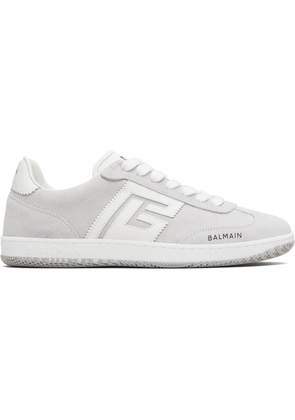 Balmain Gray Swan Suede & Smooth Leather Sneakers