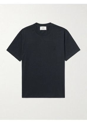 AMI PARIS - Logo-Embroidered Organic Cotton-Jersey T-Shirt - Men - Black - XS