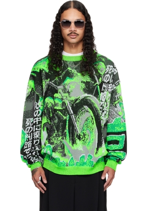 LU'U DAN Green Misfit Jacquard Sweater