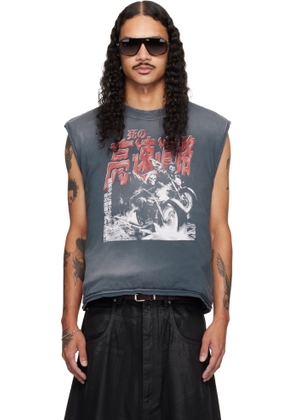 LU'U DAN Gray Wadded Sleeveless T-shirt