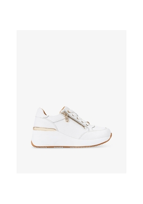 Womens Carvela Skyline Zip-Embellished Wedge Leather Low-Top Trainers