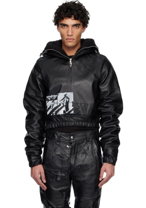 Swampgod Black Quarter Zip Palombaro Hoodie Leather Jacket