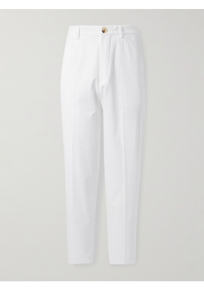 Brunello Cucinelli - Straight-Leg Pleated Cotton Trousers - Men - White - IT 46