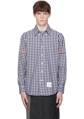 Thom Browne Navy & White Gingham Check Poplin Armband Shirt