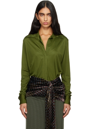 Dries Van Noten Green Satin Shirt