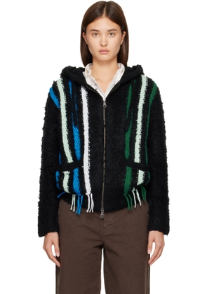 Andersson Bell Black Reverse Stripe Knit Hoodie