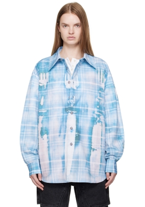 Andersson Bell Blue Trompe L'Oeil Printed Check Shirt