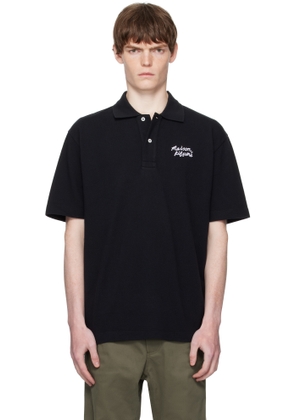 Maison Kitsuné Black 'Maison Kitsuné' Handwriting Comfort Polo