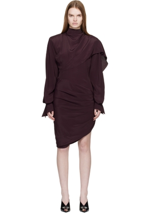 Mugler Burgundy Draped Scarf Minidress
