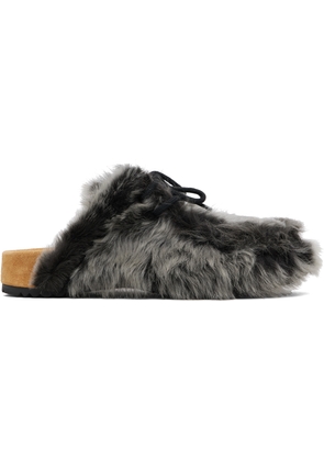 Dries Van Noten Gray Shearling Clogs