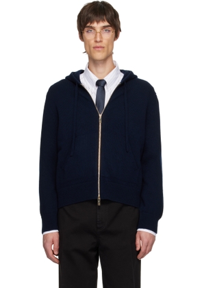 Thom Browne Navy Geese Intarsia Merino Wool Hoodie