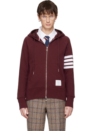 Thom Browne Burgundy Classic Loopback 4-Bar Full Zip Hoodie