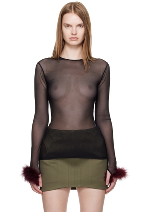 Mugler Black Marabou Mesh T-shirt
