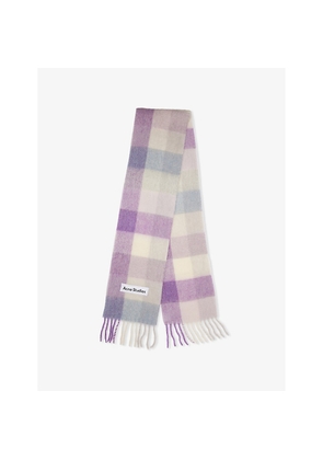 Acne Studios Logo-Patch Checked Knitted Scarf