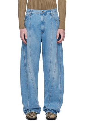 Mugler Blue Washed Oversized Spiral Jeans