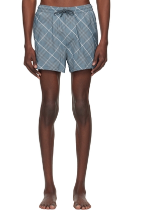 Burberry Navy Check Swim Shorts