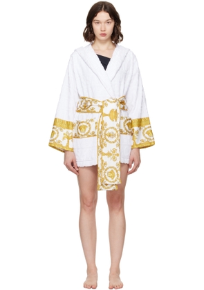 Versace White 'I Heart Baroque' Short Bathrobe