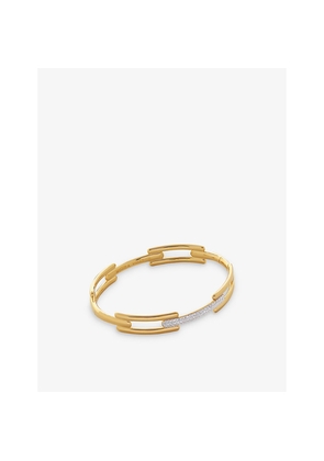 Womens Monica Vinader Signature Link 18ct Yellow Gold-Plated Vermeil Sterling-Silver and 0.62ct Lab-Grown Diamond Bangle