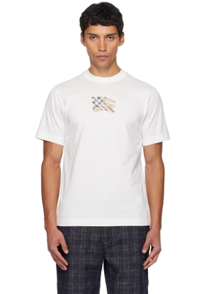 Burberry White EKD Check Cotton T-shirt
