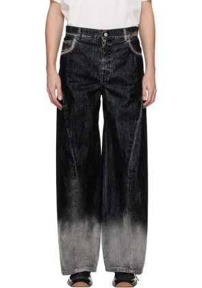 Marni Black Flocked Denim Twisted Jeans