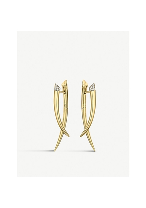 Womens Shaun Leane Crossover Yellow Gold-Vermeil and 0.11ct White-Diamond Drop Earrings