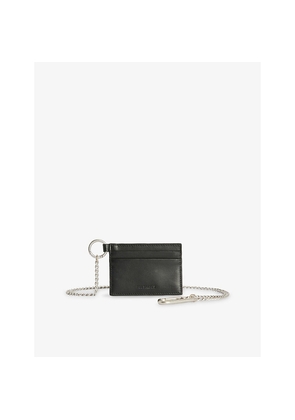 Mens Allsaints Makoto Debossed-Logo Leather Card Holder With Chain