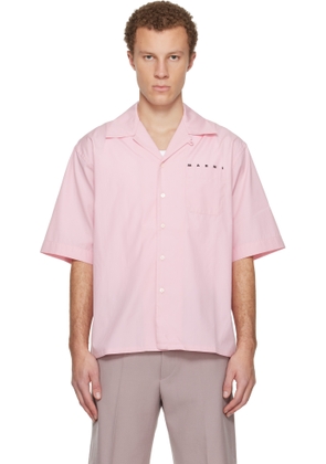 Marni Pink Hidden Logo Organic Poplin Bowling Shirt