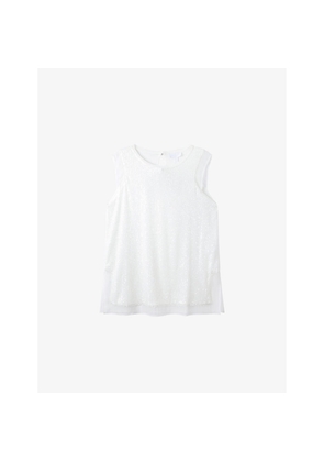 Womens The White Company Sequin-Embellished Sleeveless Stretch-Woven Top