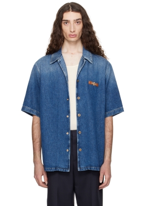 Versace Blue Medusa Biggie Denim Shirt